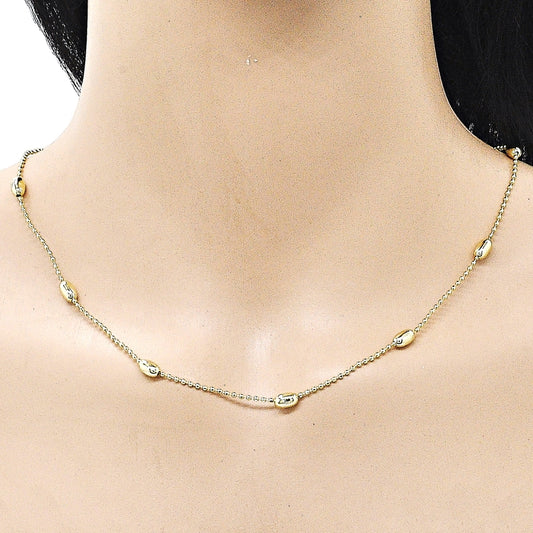 Oro Laminado Basic Necklace, Gold Filled Style Ball Design, Polished, Golden Finish