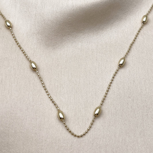 Oro Laminado Basic Necklace, Gold Filled Style Ball Design, Polished, Golden Finish