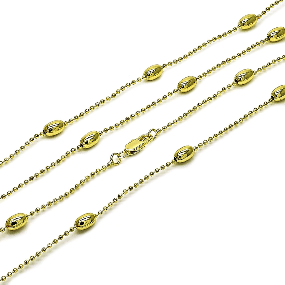 Oro Laminado Basic Necklace, Gold Filled Style Ball Design, Polished, Golden Finish