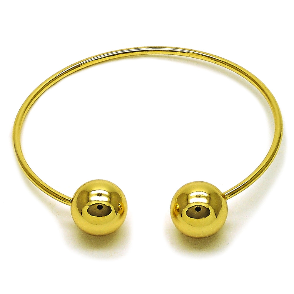 Oro Laminado Individual Bangle, Gold Filled Style Ball Design, Polished, Golden Finish