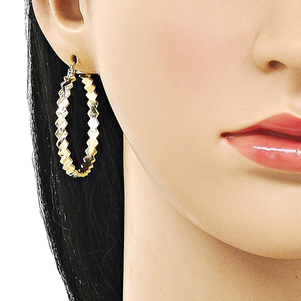 Oro Laminado Medium Hoop, Gold Filled Style Diamond Cutting Finish, Golden Finish