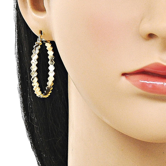 Oro Laminado Medium Hoop, Gold Filled Style Diamond Cutting Finish, Golden Finish
