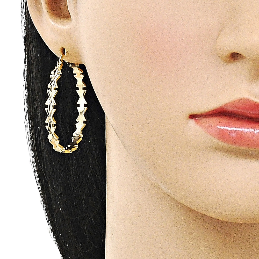 Oro Laminado Medium Hoop, Gold Filled Style Diamond Cutting Finish, Golden Finish