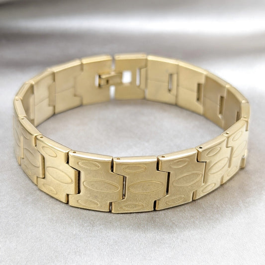 Stainless Steel Solid Bracelet, Polished, Golden Finish