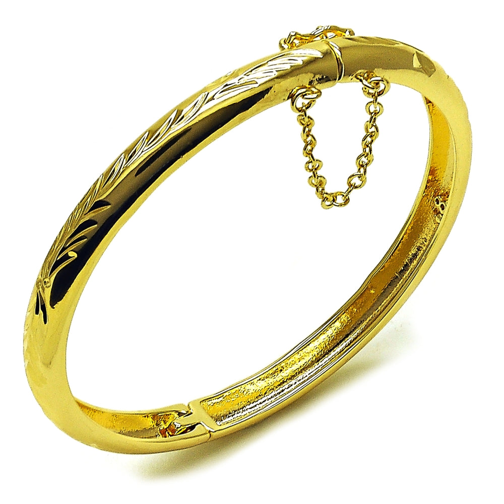 Oro Laminado Individual Bangle, Gold Filled Style Diamond Cutting Finish, Golden Finish
