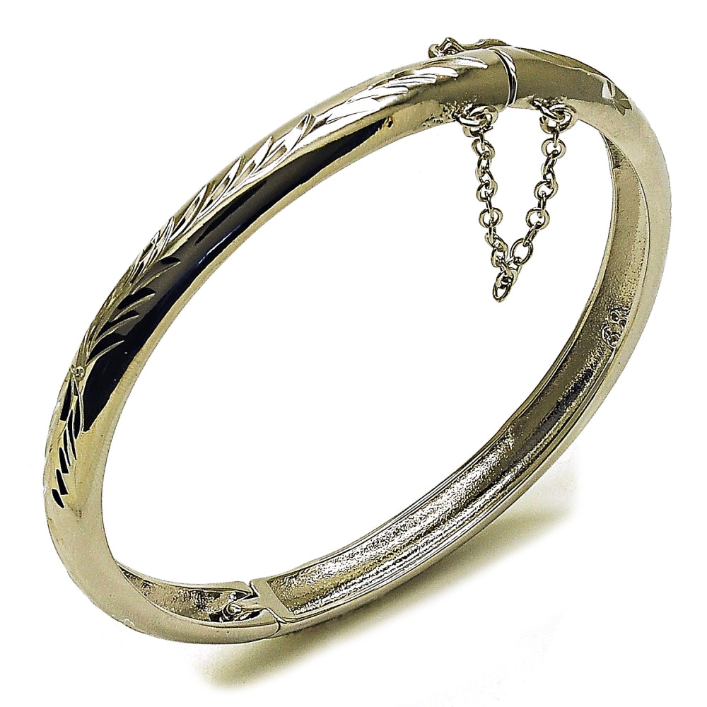 Rhodium Gold Filled Individual Bangle, Diamond Cutting Finish, Rhodium Finish