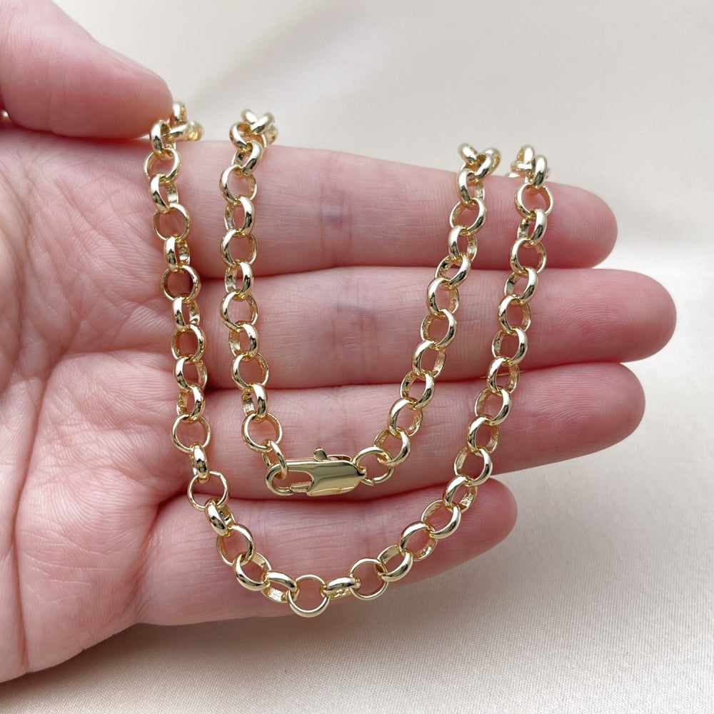 Oro Laminado Basic Necklace, Gold Filled Style Rolo Design, Polished, Golden Finish