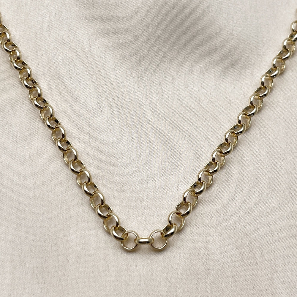Oro Laminado Basic Necklace, Gold Filled Style Rolo Design, Polished, Golden Finish