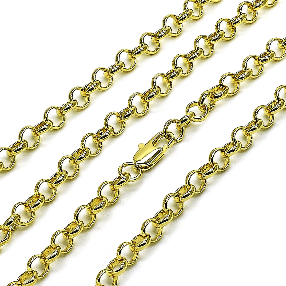 Oro Laminado Basic Necklace, Gold Filled Style Rolo Design, Polished, Golden Finish