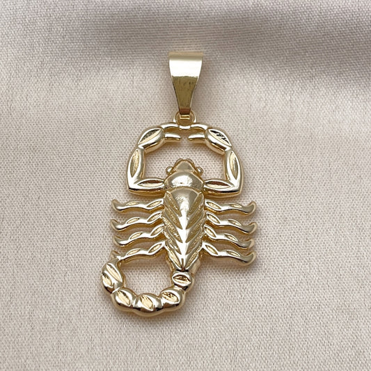 Oro Laminado Religious Pendant, Gold Filled Style Scorpion Design, Polished, Golden Finish