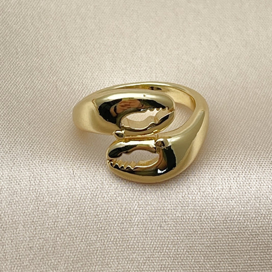 Oro Laminado Elegant Ring, Gold Filled Style Shell Design, Polished, Golden Finish