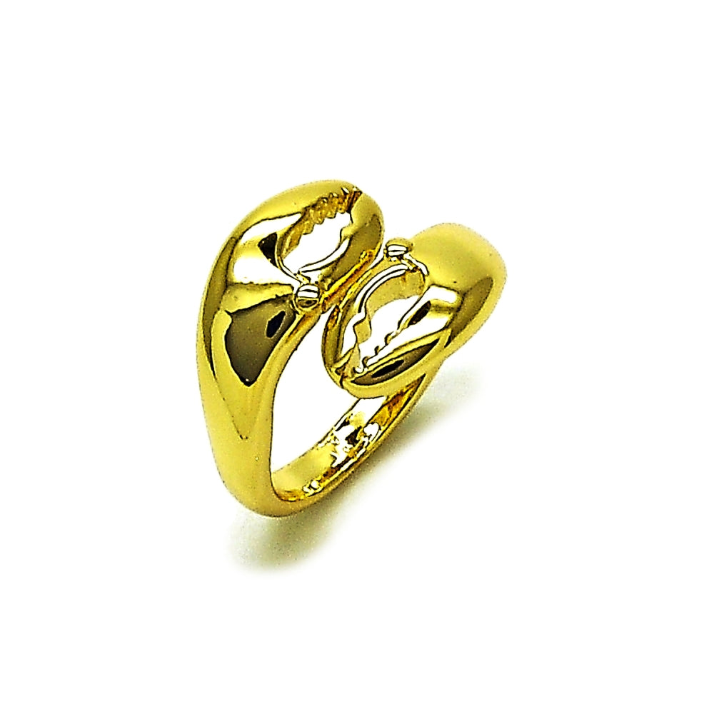 Oro Laminado Elegant Ring, Gold Filled Style Shell Design, Polished, Golden Finish