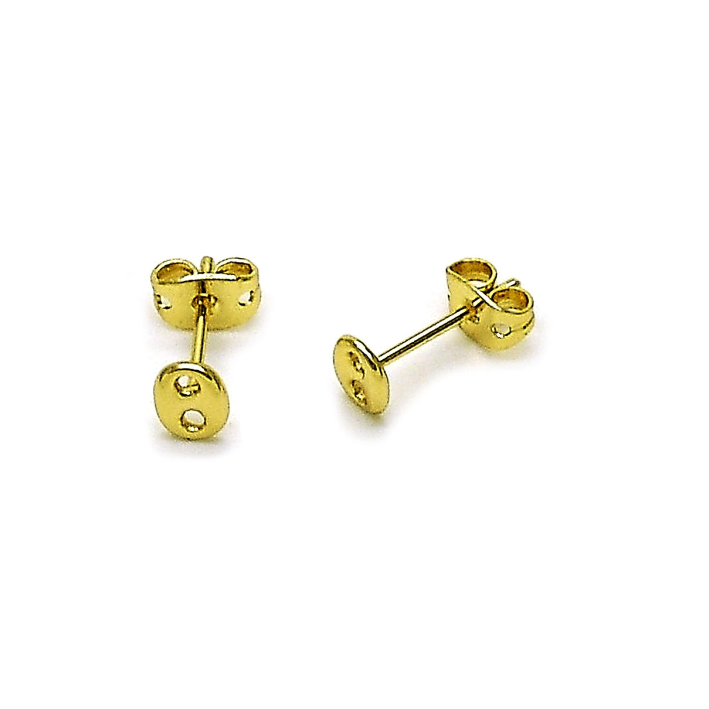 Oro Laminado Stud Earring, Gold Filled Style Puff Mariner Design, Polished, Golden Finish