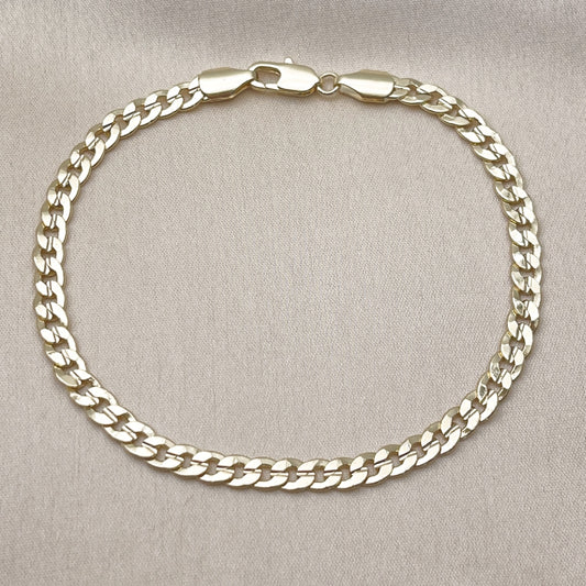 Oro Laminado Basic Bracelet, Gold Filled Style Concave Cuban Design, Polished, Golden Finish