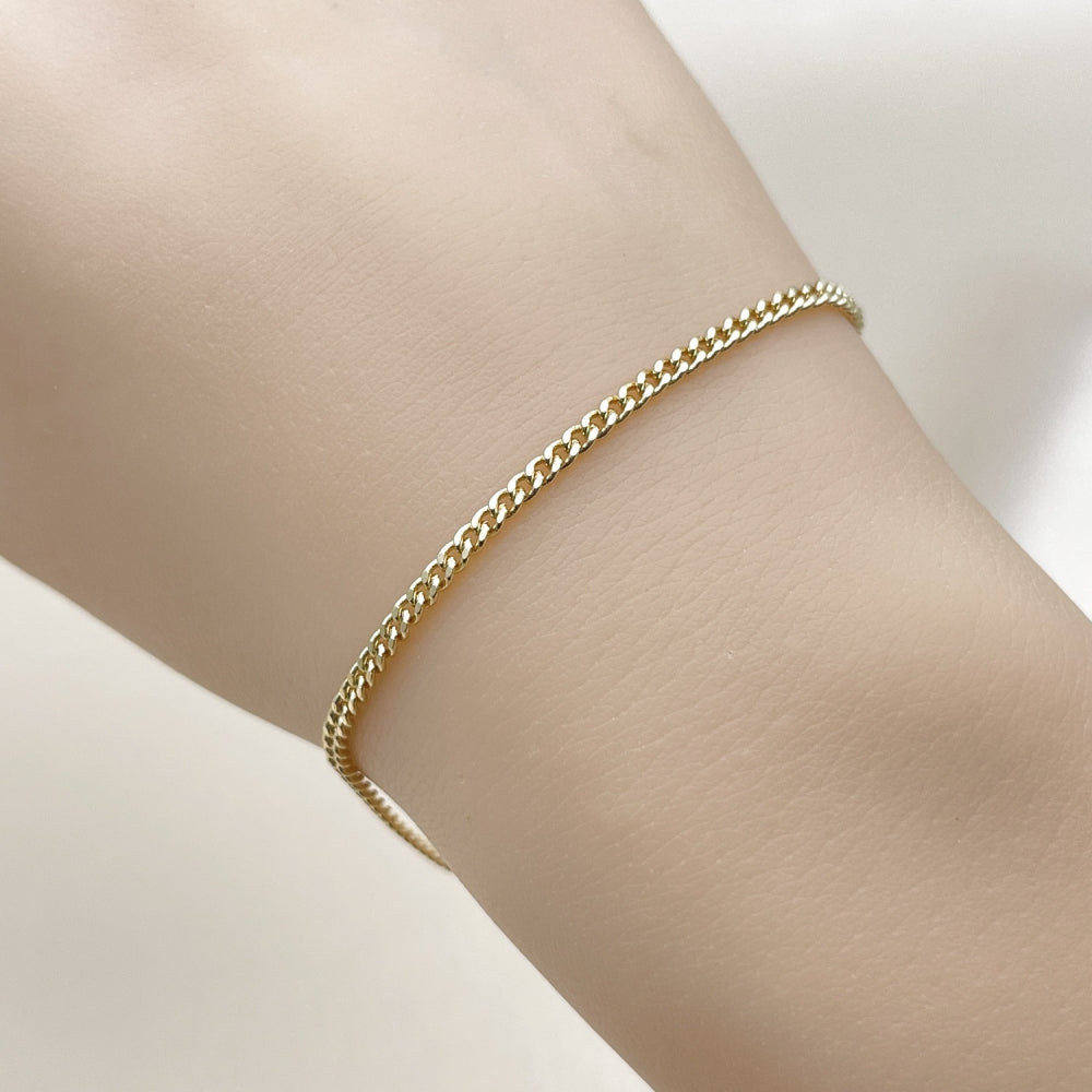 Oro Laminado Basic Bracelet, Gold Filled Style Miami Cuban Design, Polished, Golden Finish