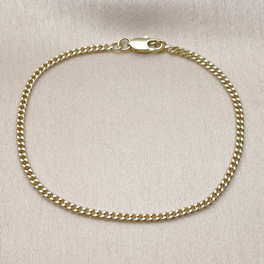 Oro Laminado Basic Bracelet, Gold Filled Style Miami Cuban Design, Polished, Golden Finish