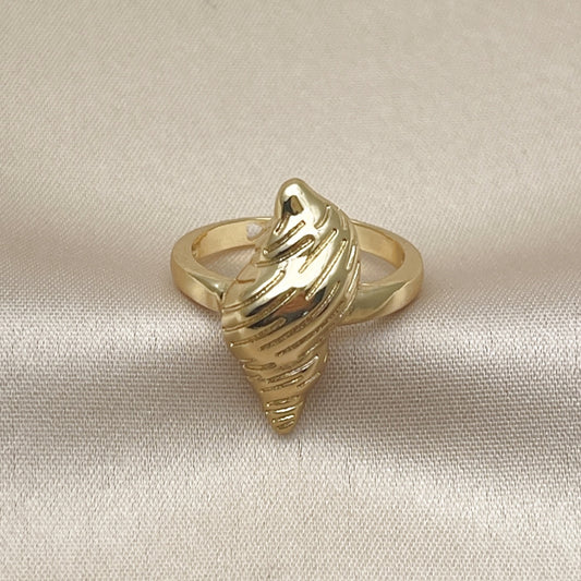 Oro Laminado Elegant Ring, Gold Filled Style Snail Design, Diamond Cutting Finish, Golden Finish