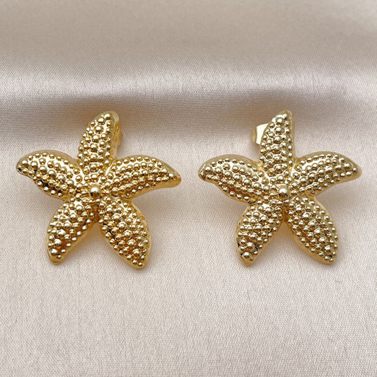 Oro Laminado Stud Earring, Gold Filled Style Star Design, Polished, Golden Finish
