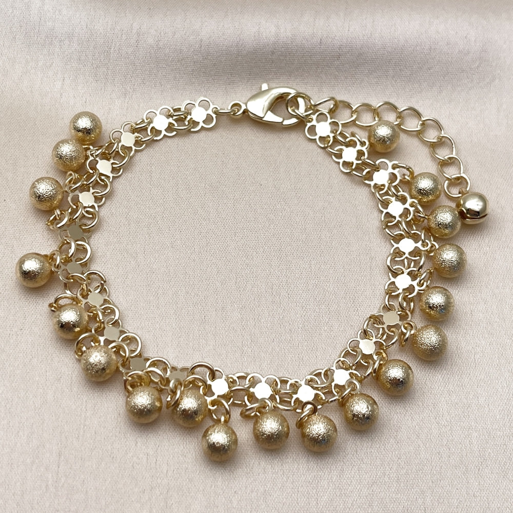 Oro Laminado Charm Bracelet, Gold Filled Style Ball Design, Matte Finish, Golden Finish