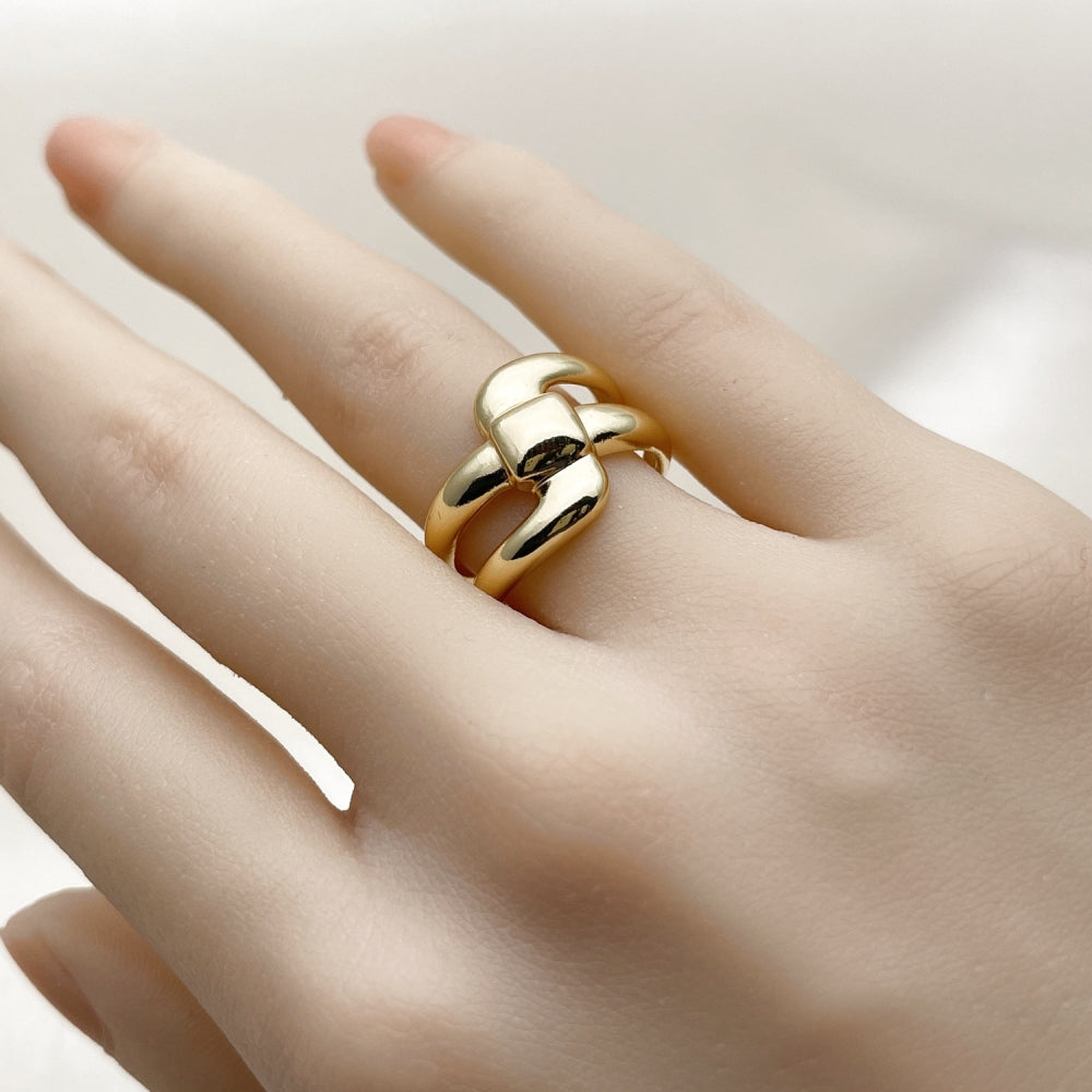 Oro Laminado Elegant Ring, Gold Filled Style Polished, Golden Finish