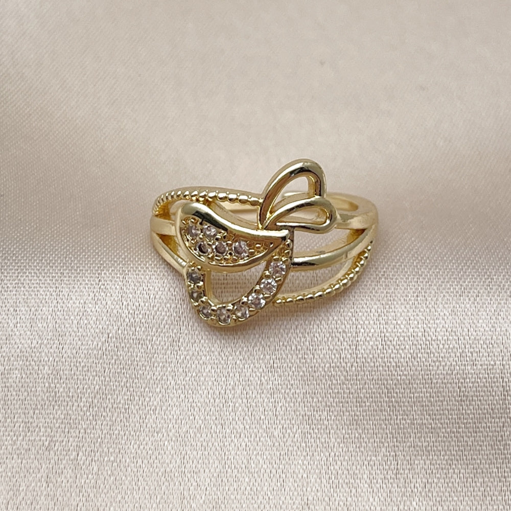 Oro Laminado Multi Stone Ring, Gold Filled Style Heart Design, with White Cubic Zirconia, Polished, Golden Finish