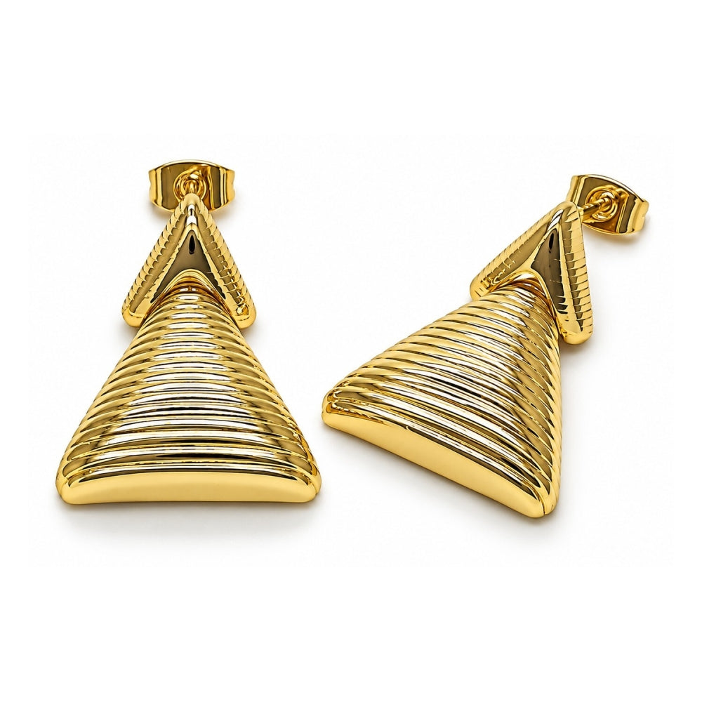Oro Laminado Stud Earring, Gold Filled Style Polished, Golden Finish