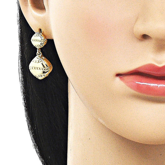 Oro Laminado Stud Earring, Gold Filled Style Polished, Golden Finish
