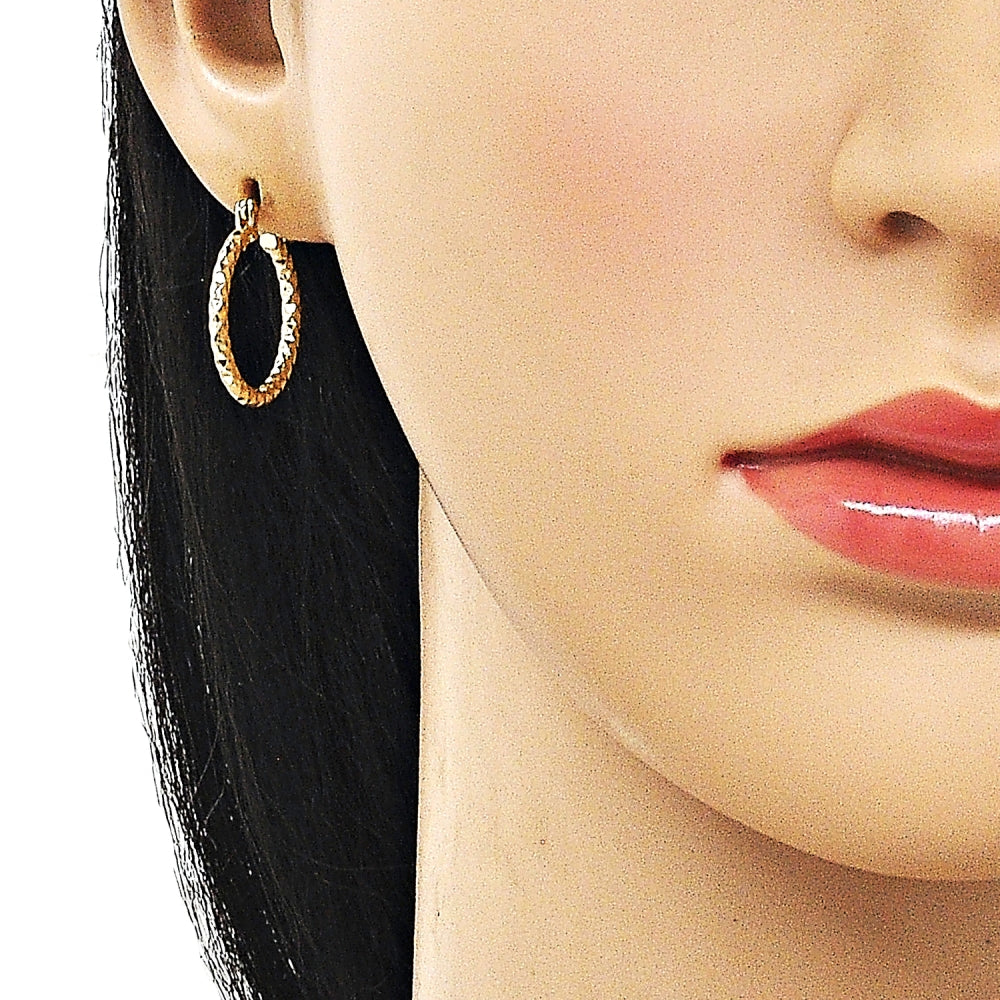 Oro Laminado Small Hoop, Gold Filled Style Diamond Cutting Finish, Golden Finish