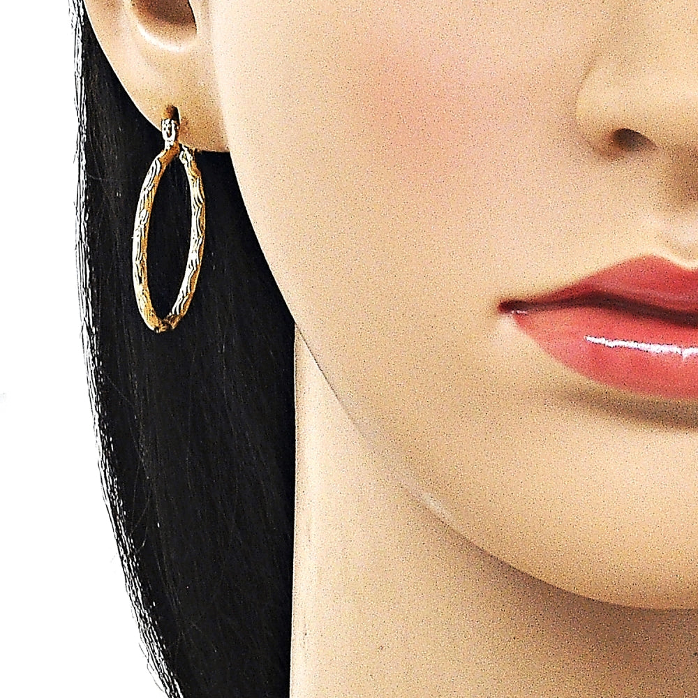 Oro Laminado Medium Hoop, Gold Filled Style Diamond Cutting Finish, Golden Finish