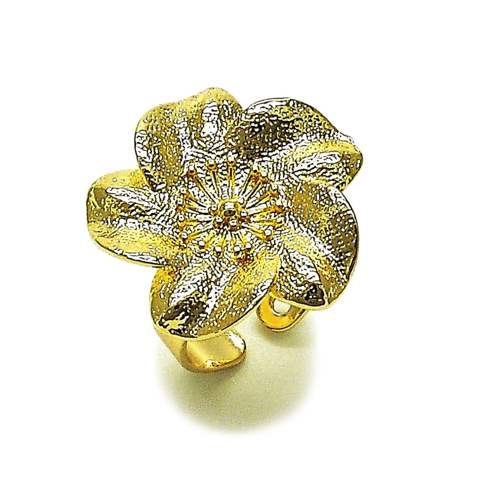 Oro Laminado Elegant Ring, Gold Filled Style Flower Design, Matte Finish, Golden Finish
