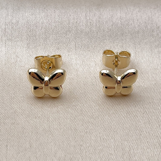 Oro Laminado Stud Earring, Gold Filled Style Butterfly and Hollow Design, Polished, Golden Finish