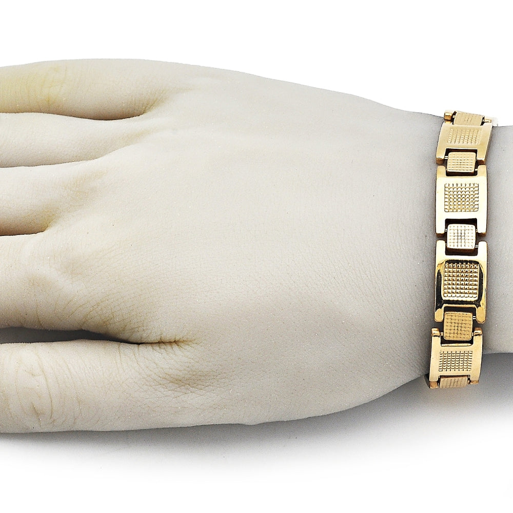 Stainless Steel Solid Bracelet, Polished, Golden Finish