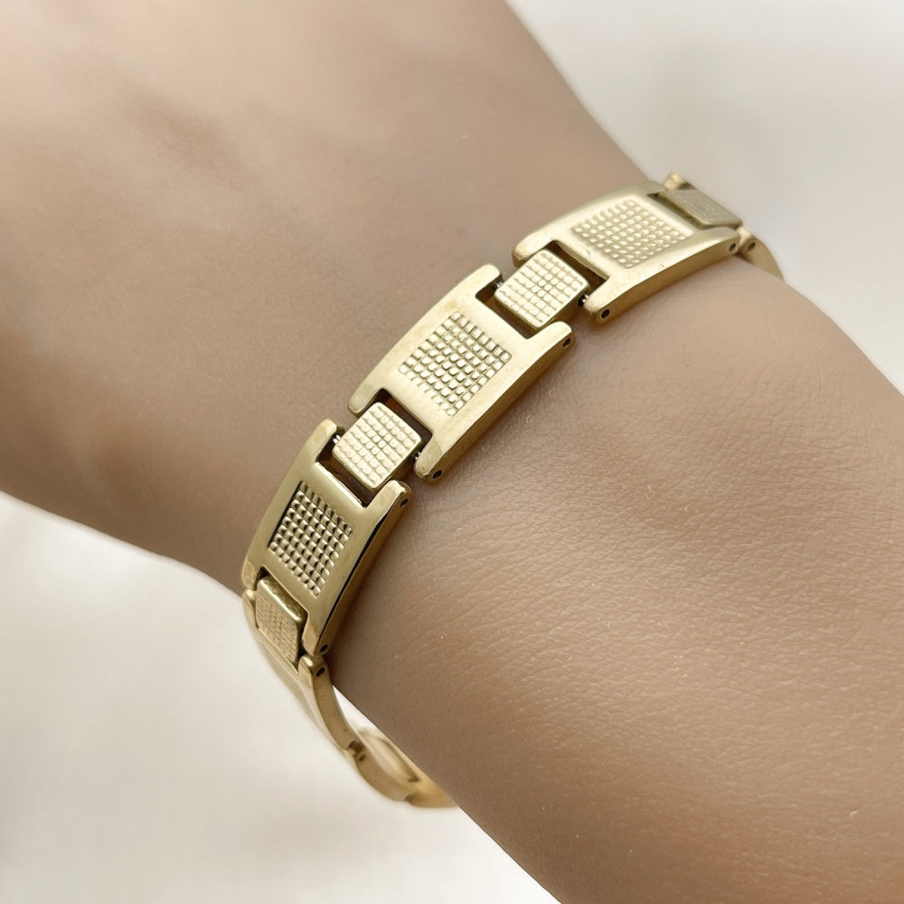 Stainless Steel Solid Bracelet, Polished, Golden Finish
