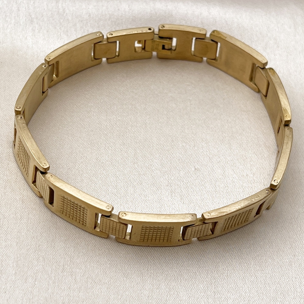 Stainless Steel Solid Bracelet, Polished, Golden Finish