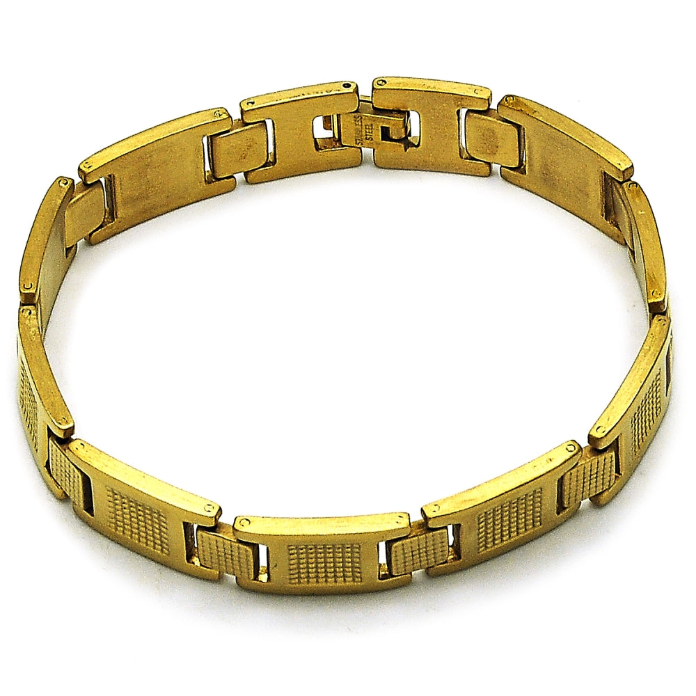 Stainless Steel Solid Bracelet, Polished, Golden Finish