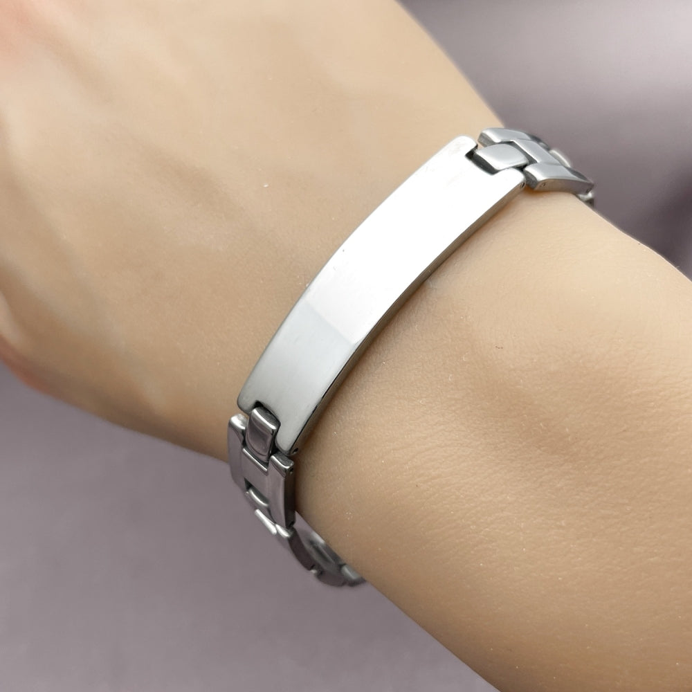 Stainless Steel Solid Bracelet, Polished, Steel Finish