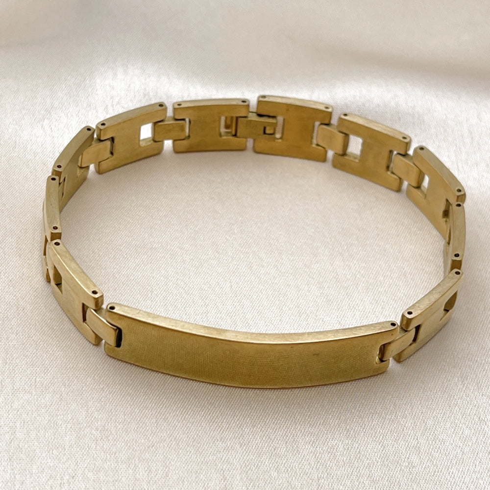 Stainless Steel Solid Bracelet, Polished, Golden Finish