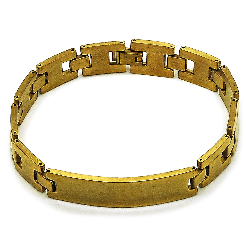 Stainless Steel Solid Bracelet, Polished, Golden Finish