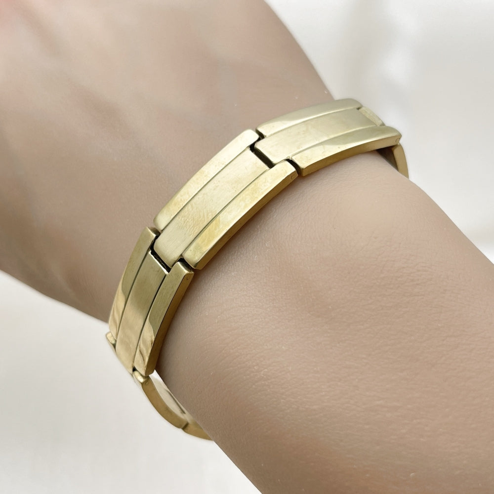 Stainless Steel Solid Bracelet, Polished, Golden Finish