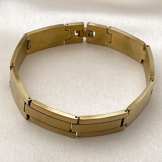 Stainless Steel Solid Bracelet, Polished, Golden Finish
