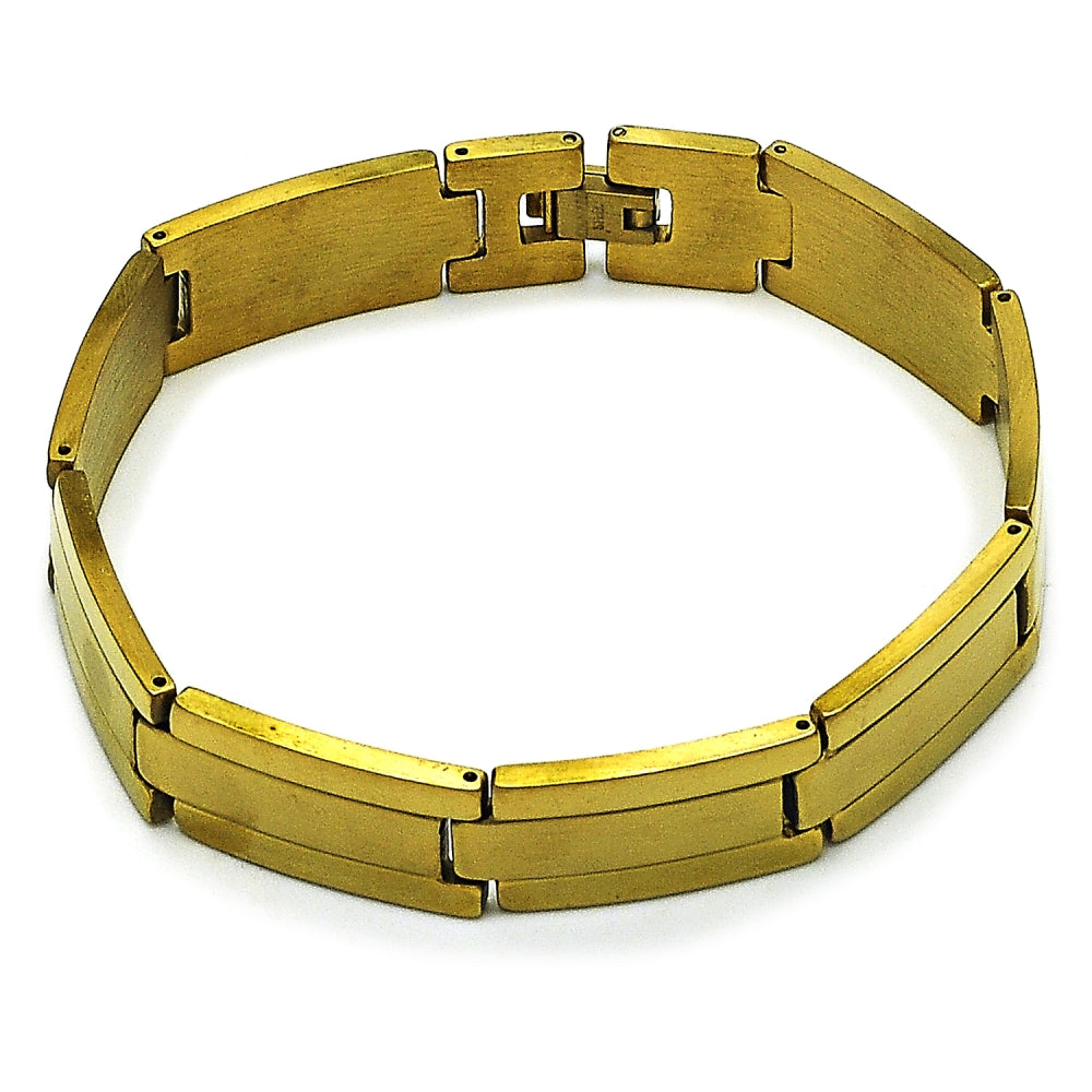 Stainless Steel Solid Bracelet, Polished, Golden Finish