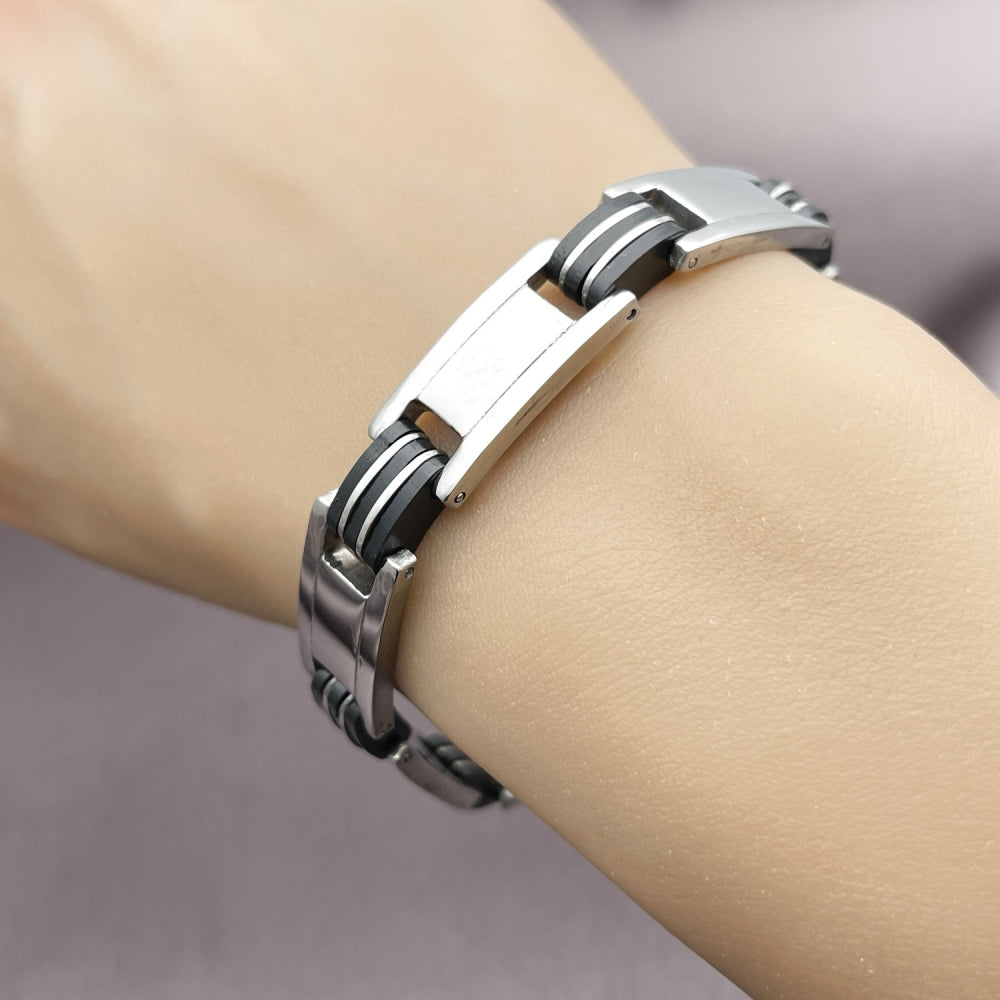 Stainless Steel Solid Bracelet, Polished, Steel Finish