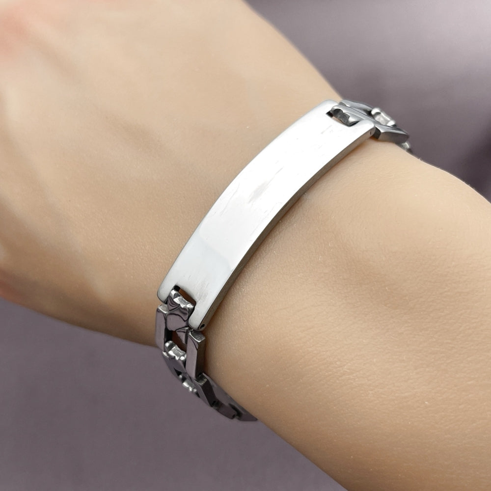 Stainless Steel Solid Bracelet, Polished, Steel Finish