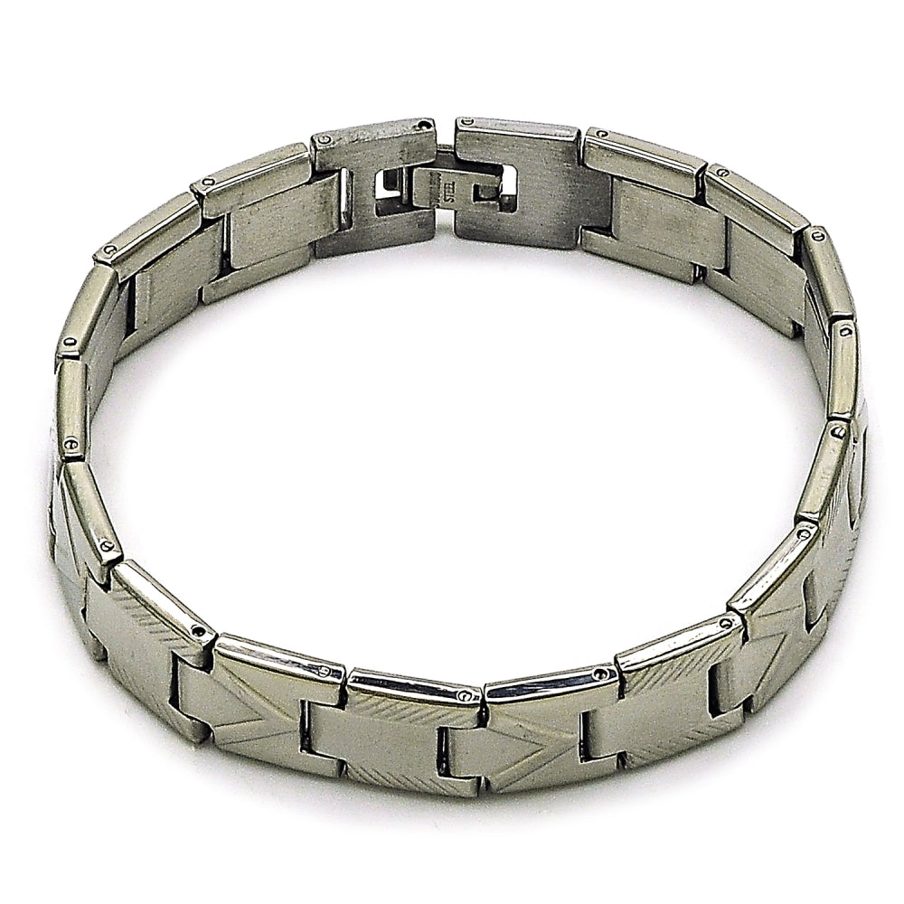 Stainless Steel Solid Bracelet, Arrow Design, Polished, Steel Finish