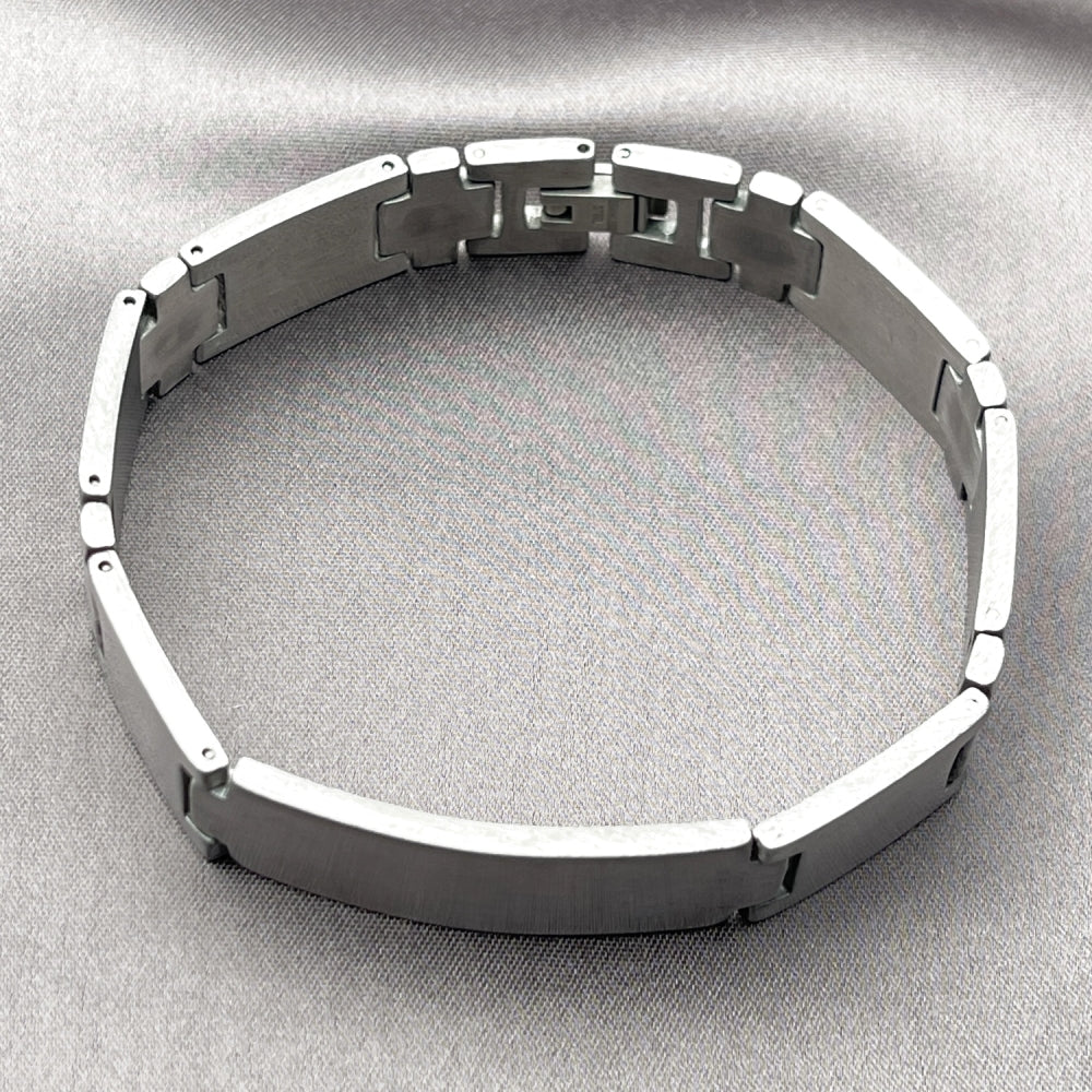 Stainless Steel Solid Bracelet, Cross Design, Polished, Steel Finish