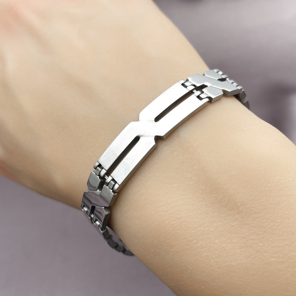 Stainless Steel Solid Bracelet, Polished, Steel Finish