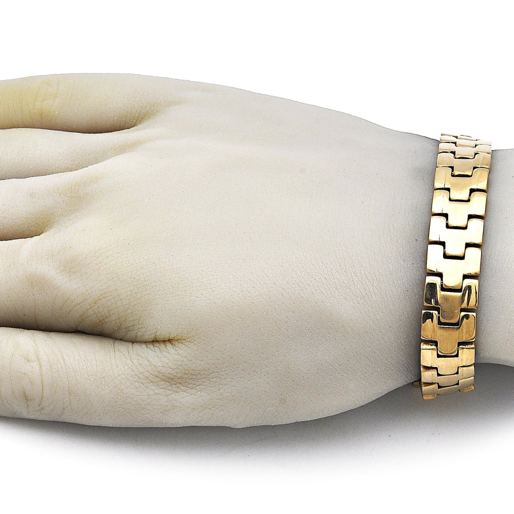 Stainless Steel Solid Bracelet, Polished, Golden Finish