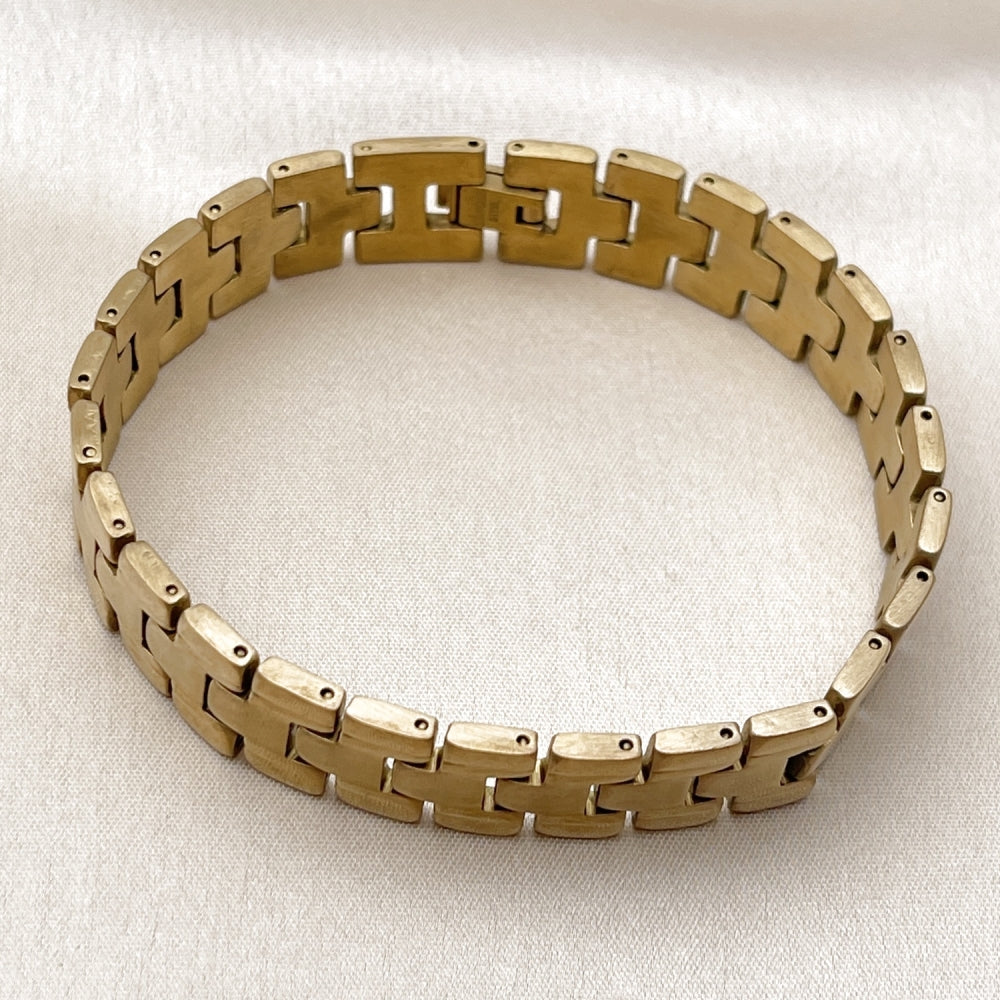 Stainless Steel Solid Bracelet, Polished, Golden Finish