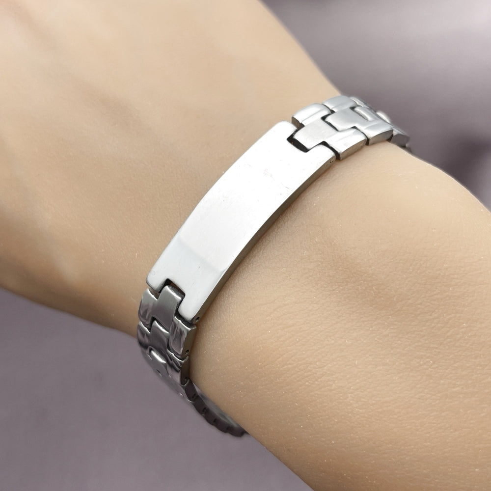 Stainless Steel Solid Bracelet, Polished, Steel Finish