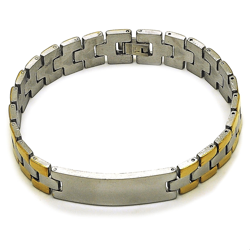 Stainless Steel Solid Bracelet, Polished, Two Tone
